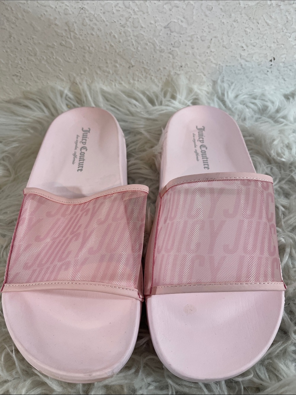 JUICY COUTURE Wryter Pool Slide Sandals in Blush Pink Slip In Size 8